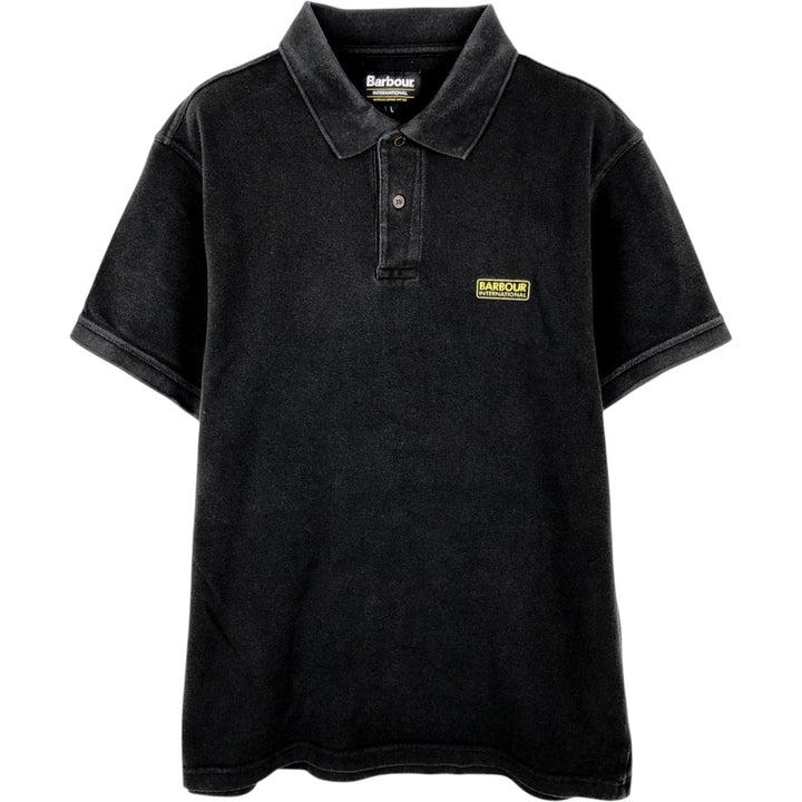 Barbour Short-Sleeve Polo Shirt, Men's Size L (approx.) cotton black type Vintage Second Hand