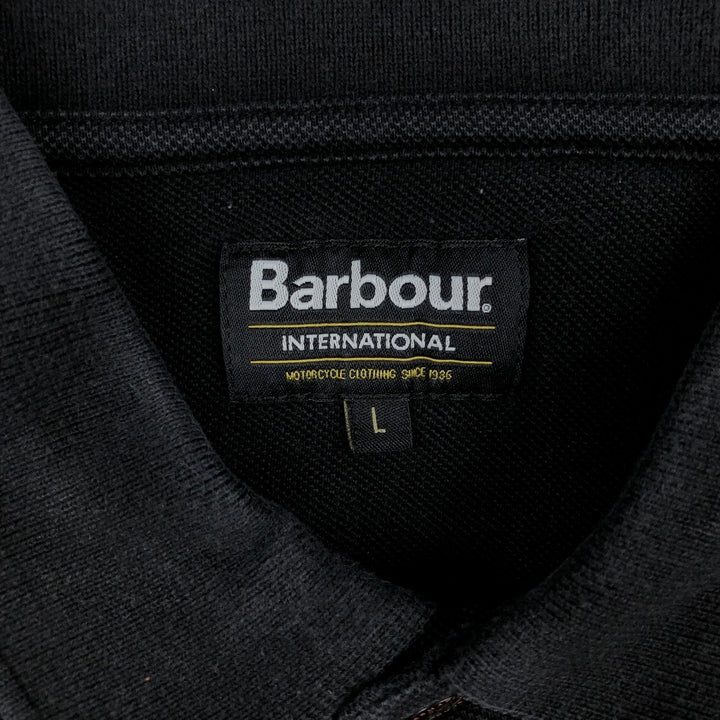 Barbour Short-Sleeve Polo Shirt, Men's Size L (approx.) cotton black type Vintage Second Hand