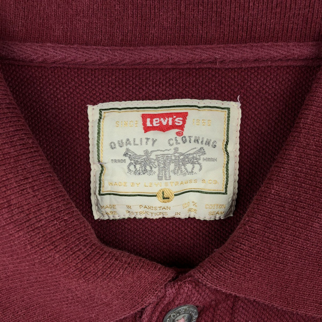 1990'S Levi's short-sleeved polo shirt, men's size L equivalent, vintage. cotton red type Vintage Second Hand