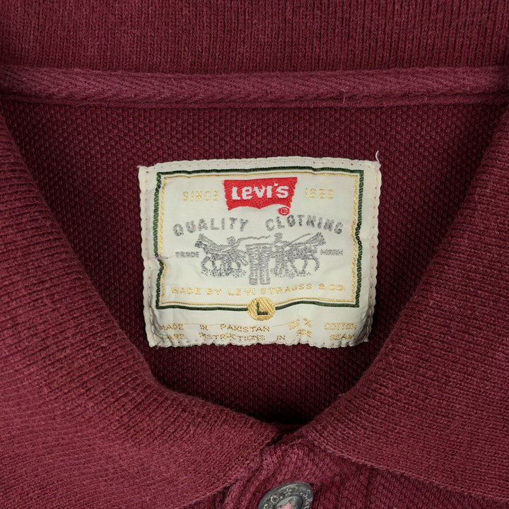 1990'S Levi's short-sleeved polo shirt, men's size L equivalent, vintage. cotton red type Vintage Second Hand