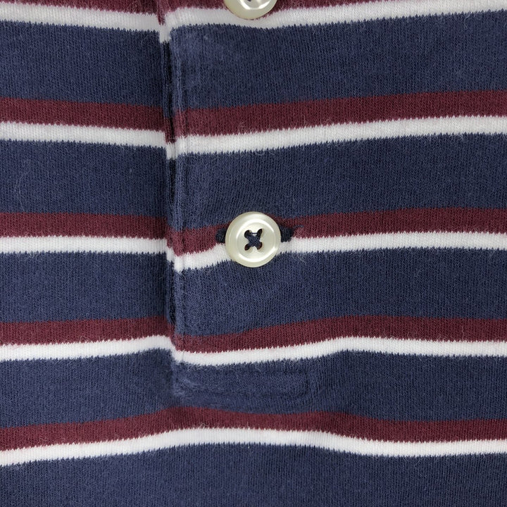 Ralph Lauren POLO RALPH LAUREN CLASSIC FIT multi-border short sleeve polo shirt, men's size XL cotton navy blue type Vintage Second Hand