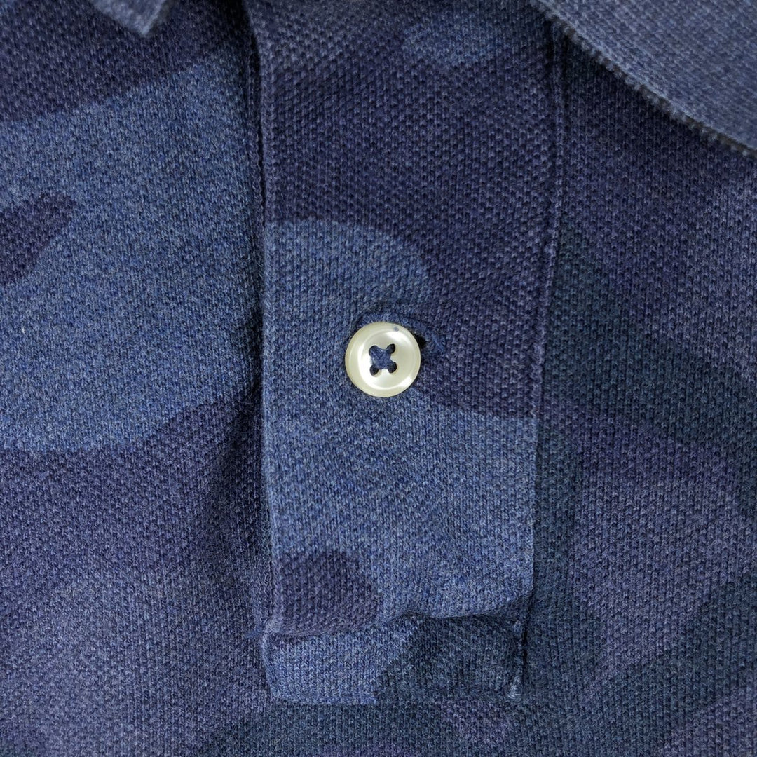 Ralph Lauren POLO RALPH LAUREN CUSTOM SLIM FIT camouflage pattern short-sleeved polo shirt, men's size L unclear navy blue type Vintage Second Hand
