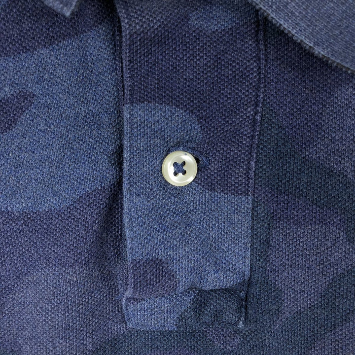Ralph Lauren POLO RALPH LAUREN CUSTOM SLIM FIT camouflage pattern short-sleeved polo shirt, men's size L unclear navy blue type Vintage Second Hand