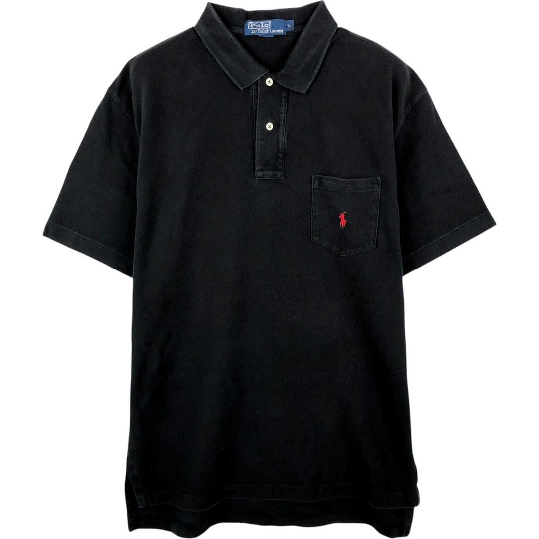 Ralph Lauren POLO by Ralph Lauren short sleeve polo shirt, men's size L cotton black type Vintage Second Hand