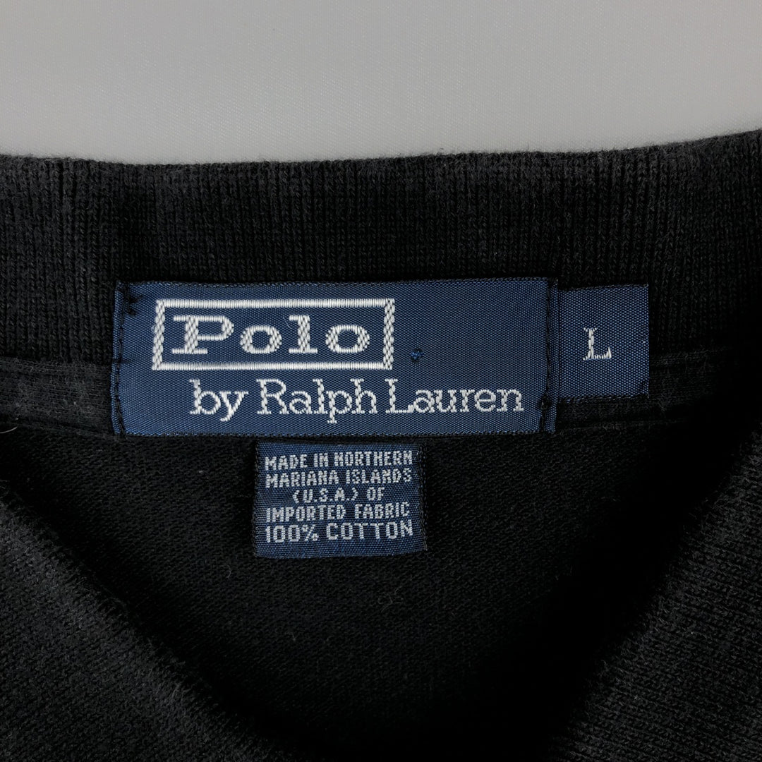 Ralph Lauren POLO by Ralph Lauren short sleeve polo shirt, men's size L cotton black type Vintage Second Hand