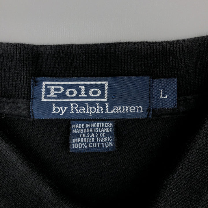 Ralph Lauren POLO by Ralph Lauren short sleeve polo shirt, men's size L cotton black type Vintage Second Hand