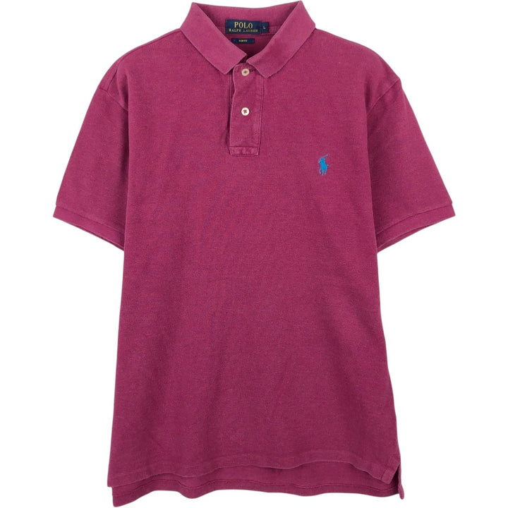 Ralph Lauren POLO RALPH LAUREN SLIM FIT short sleeve polo shirt, men's size L cotton Red type red-purple Vintage Second Hand