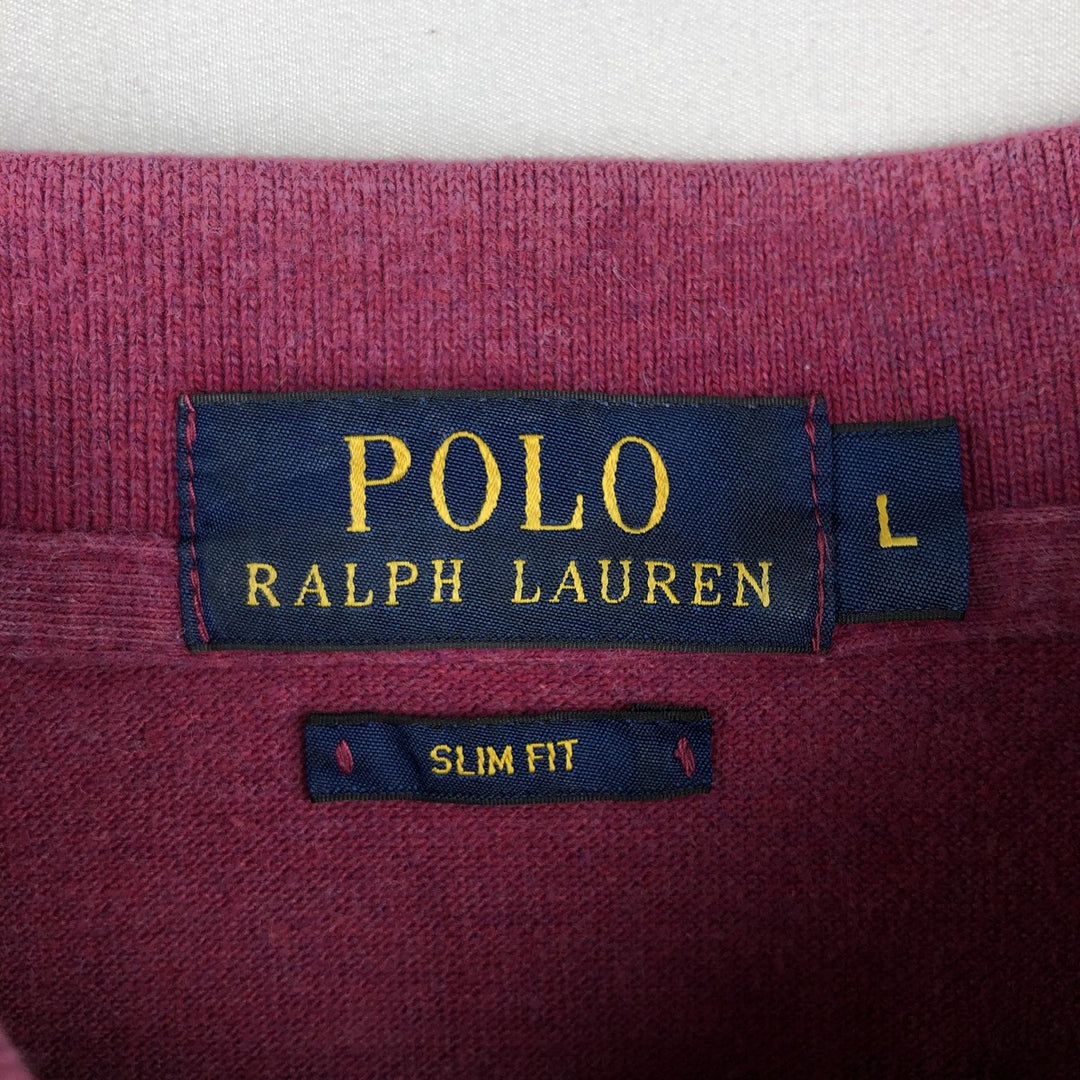 Ralph Lauren POLO RALPH LAUREN SLIM FIT short sleeve polo shirt, men's size L cotton Red type red-purple Vintage Second Hand