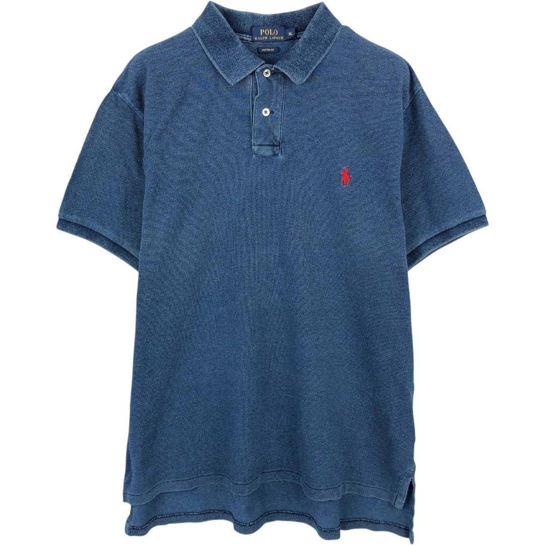 Ralph Lauren POLO RALPH LAUREN CUSTOM FIT short sleeve polo shirt men's XL equivalent cotton navy blue type Vintage Second Hand
