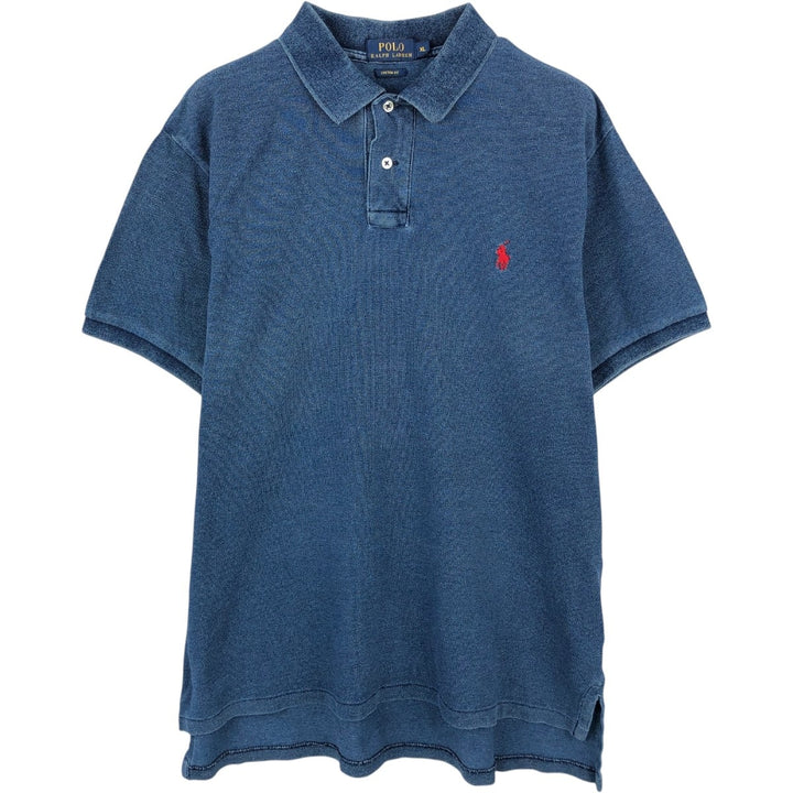 Ralph Lauren POLO RALPH LAUREN CUSTOM FIT short sleeve polo shirt men's XL equivalent cotton navy blue type Vintage Second Hand