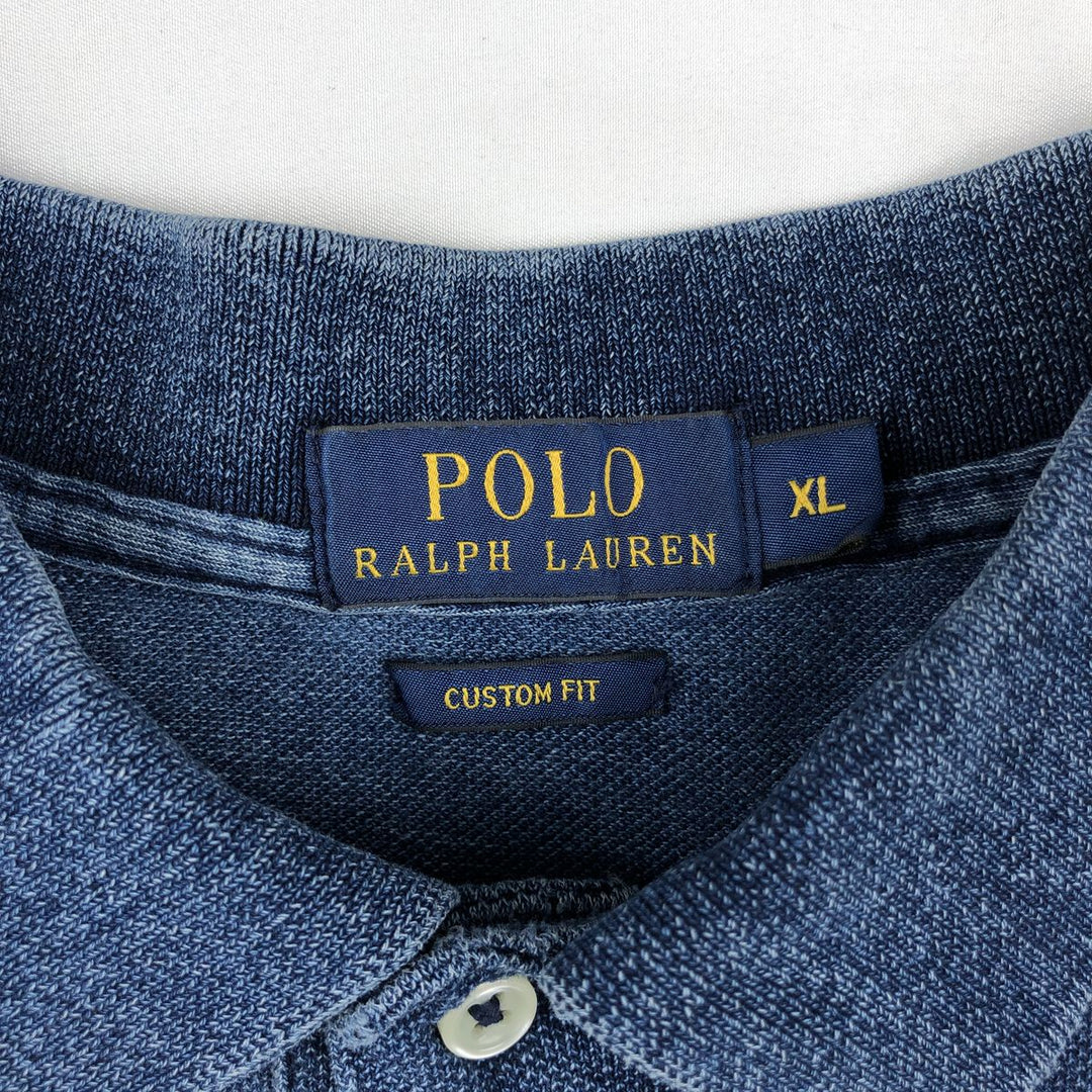 Ralph Lauren POLO RALPH LAUREN CUSTOM FIT short sleeve polo shirt men's XL equivalent cotton navy blue type Vintage Second Hand