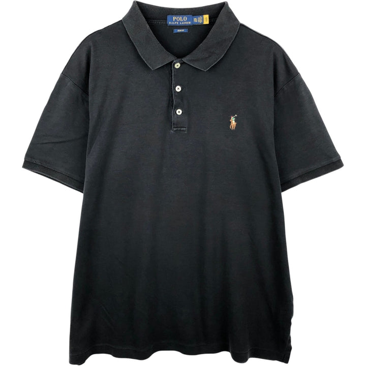 Ralph Lauren POLO RALPH LAUREN SLIM FIT Short-Sleeve Polo Shirt, Men's Size XXL (approx.) cotton black type Vintage Second Hand