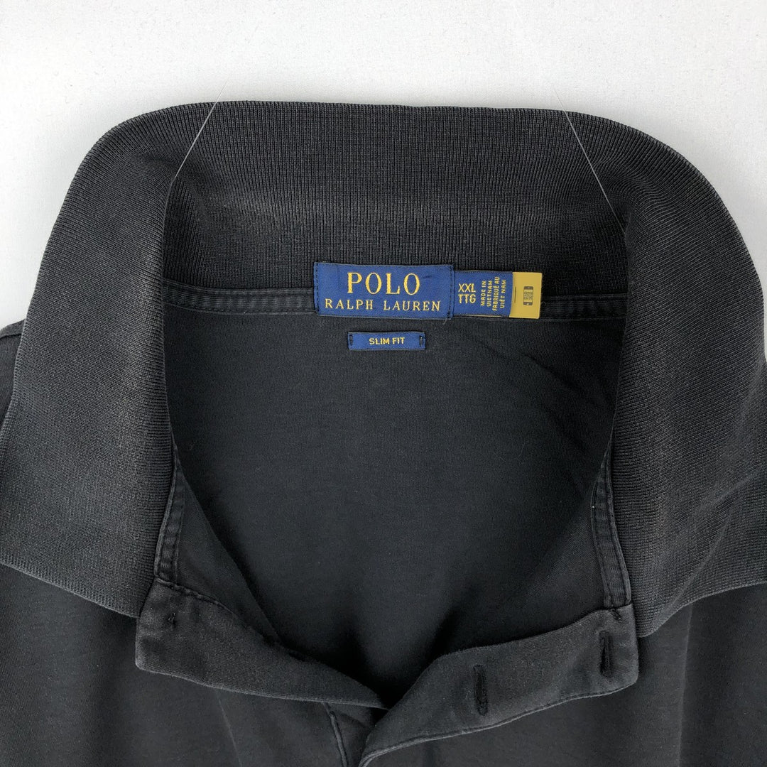 Ralph Lauren POLO RALPH LAUREN SLIM FIT Short-Sleeve Polo Shirt, Men's Size XXL (approx.) cotton black type Vintage Second Hand