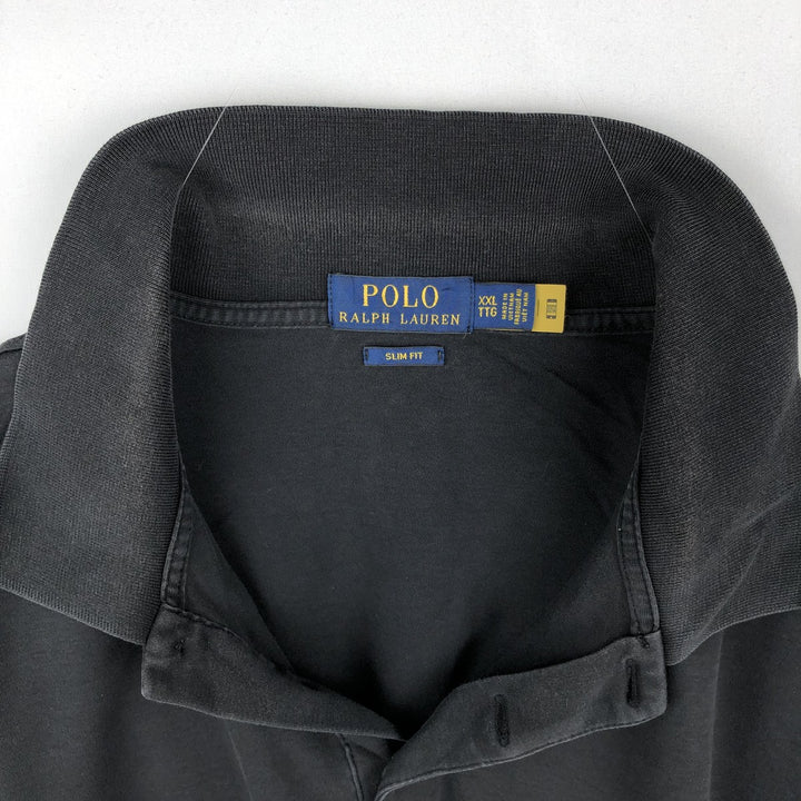 Ralph Lauren POLO RALPH LAUREN SLIM FIT Short-Sleeve Polo Shirt, Men's Size XXL (approx.) cotton black type Vintage Second Hand