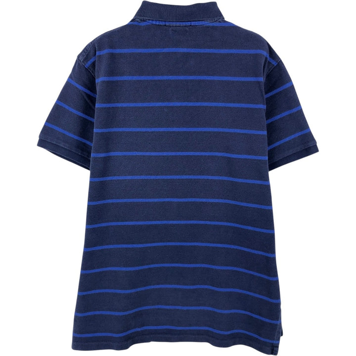 Ralph Lauren POLO RALPH LAUREN CUSTOM FIT short sleeve striped polo shirt men's size L cotton navy blue type Vintage Second Hand