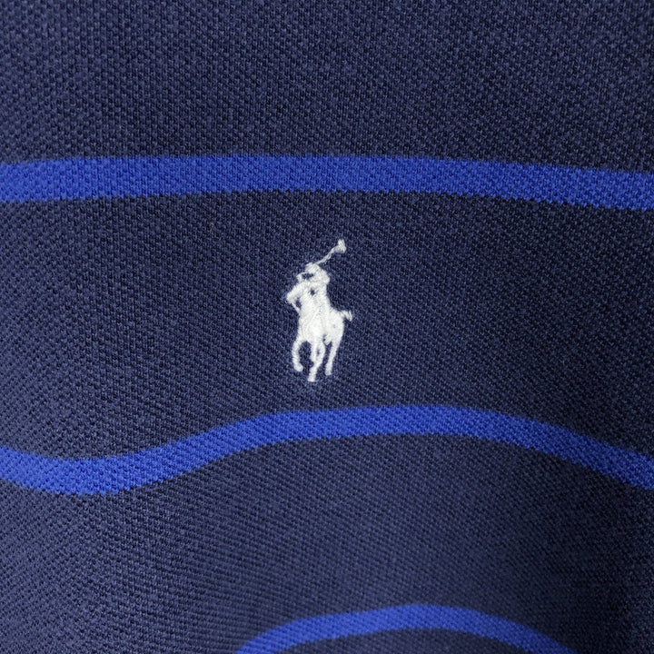 Ralph Lauren POLO RALPH LAUREN CUSTOM FIT short sleeve striped polo shirt men's size L cotton navy blue type Vintage Second Hand
