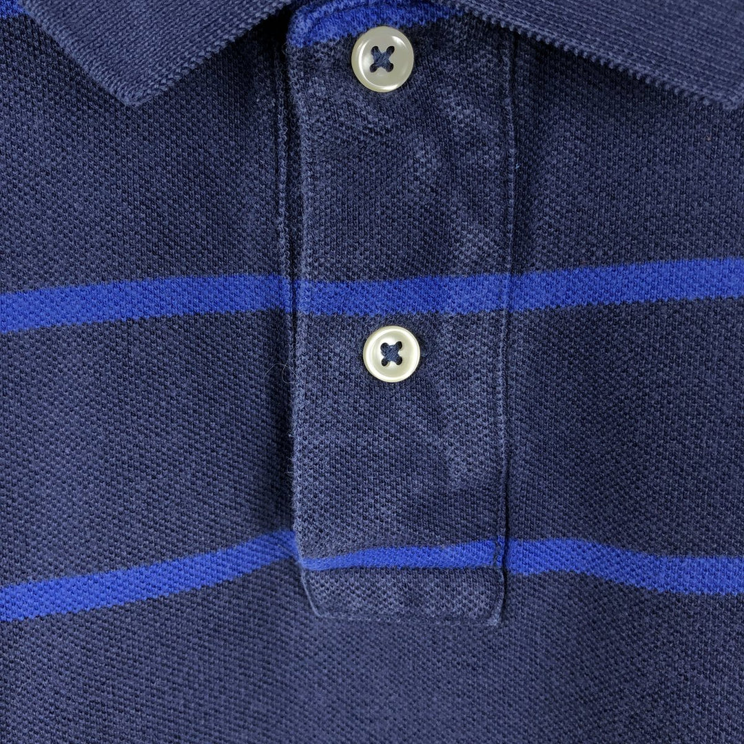 Ralph Lauren POLO RALPH LAUREN CUSTOM FIT short sleeve striped polo shirt men's size L cotton navy blue type Vintage Second Hand