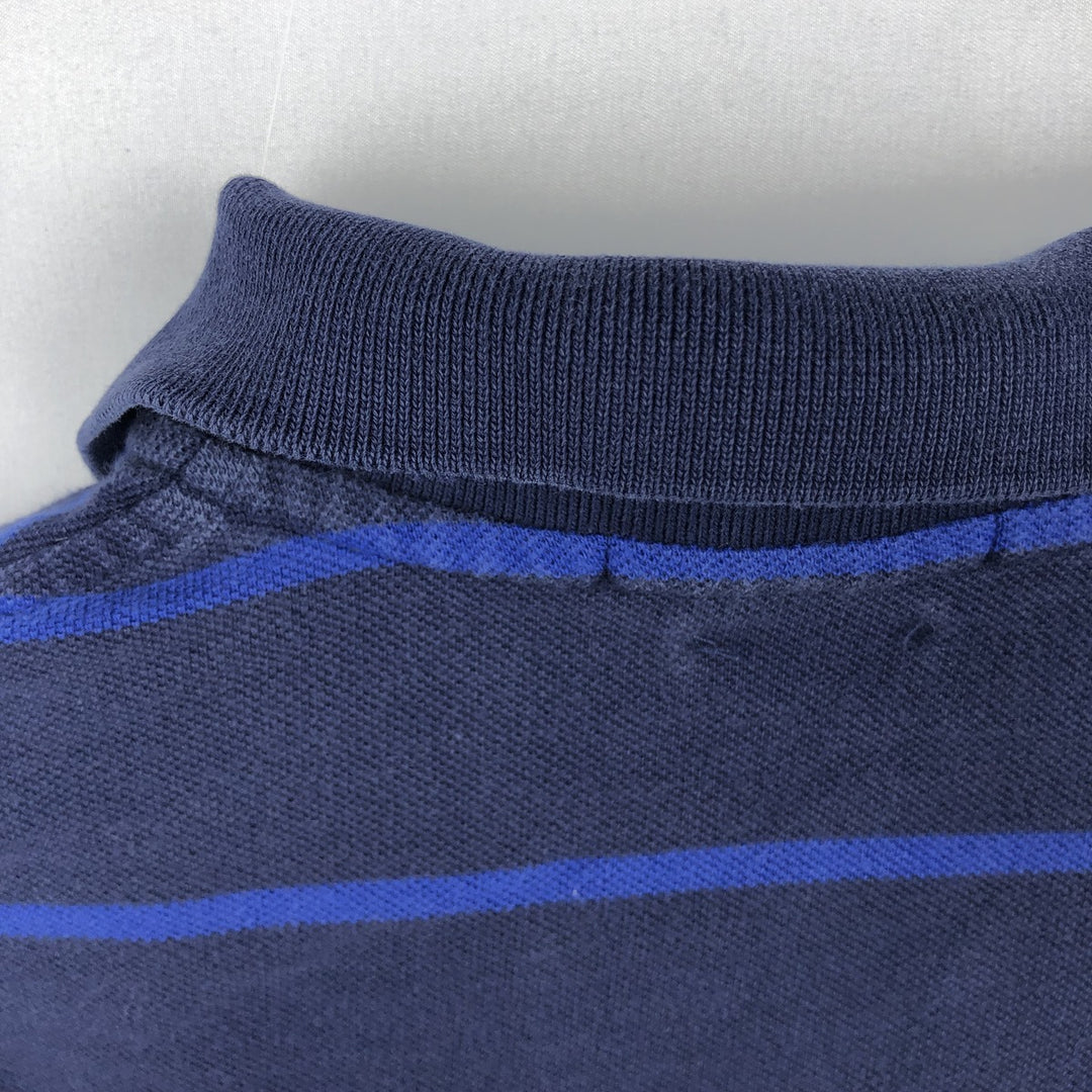 Ralph Lauren POLO RALPH LAUREN CUSTOM FIT short sleeve striped polo shirt men's size L cotton navy blue type Vintage Second Hand