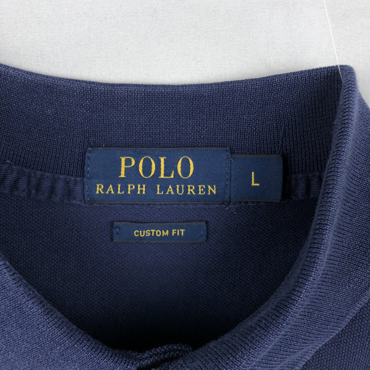Ralph Lauren POLO RALPH LAUREN CUSTOM FIT short sleeve polo shirt men's size L cotton navy blue type Vintage Second Hand