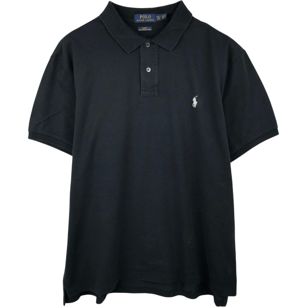 Ralph Lauren POLO RALPH LAUREN SLIM FIT Short-Sleeve Polo Shirt, Men's Size XXL (approx.) cotton black type Vintage Second Hand