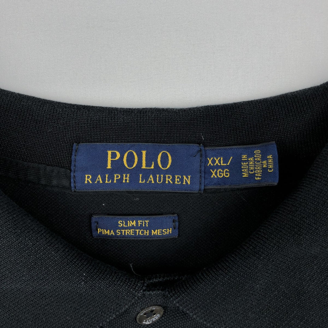 Ralph Lauren POLO RALPH LAUREN SLIM FIT Short-Sleeve Polo Shirt, Men's Size XXL (approx.) cotton black type Vintage Second Hand