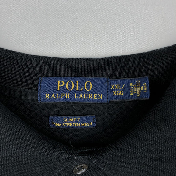Ralph Lauren POLO RALPH LAUREN SLIM FIT Short-Sleeve Polo Shirt, Men's Size XXL (approx.) cotton black type Vintage Second Hand
