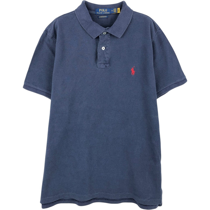 Ralph Lauren POLO RALPH LAUREN CUSTOM SLIM FIT short sleeve polo shirt men's size M cotton navy blue type Vintage Second Hand