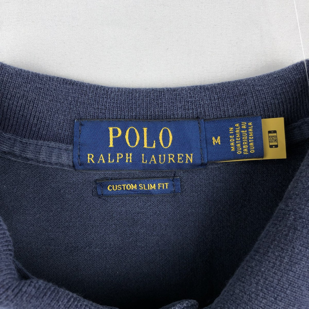 Ralph Lauren POLO RALPH LAUREN CUSTOM SLIM FIT short sleeve polo shirt men's size M cotton navy blue type Vintage Second Hand