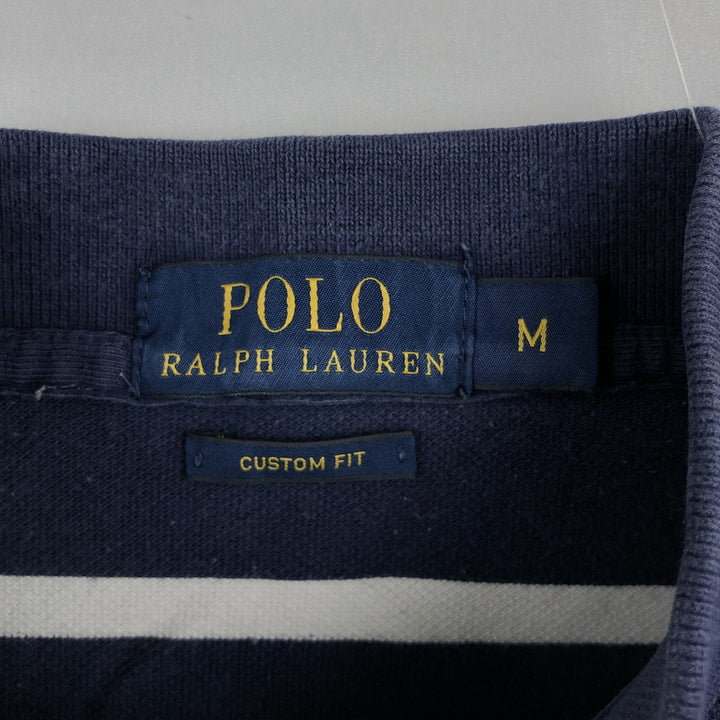 Ralph Lauren POLO RALPH LAUREN CUSTOM FIT short sleeve striped polo shirt men's size M cotton navy blue type Vintage Second Hand
