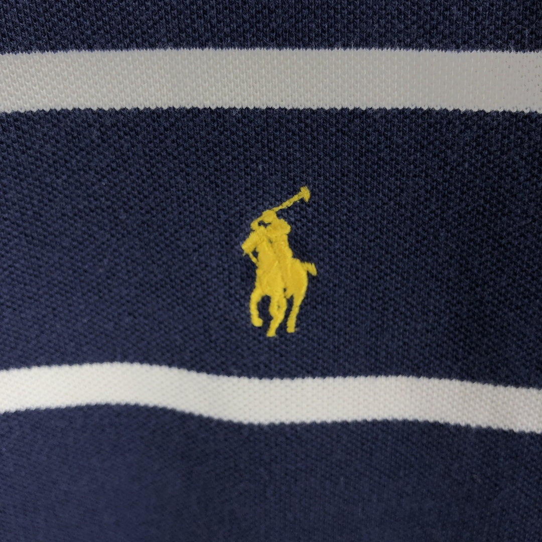 Ralph Lauren POLO RALPH LAUREN CUSTOM FIT short sleeve striped polo shirt men's size M cotton navy blue type Vintage Second Hand