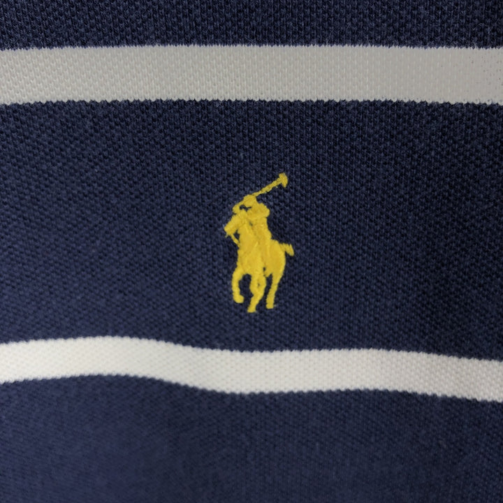 Ralph Lauren POLO RALPH LAUREN CUSTOM FIT short sleeve striped polo shirt men's size M cotton navy blue type Vintage Second Hand