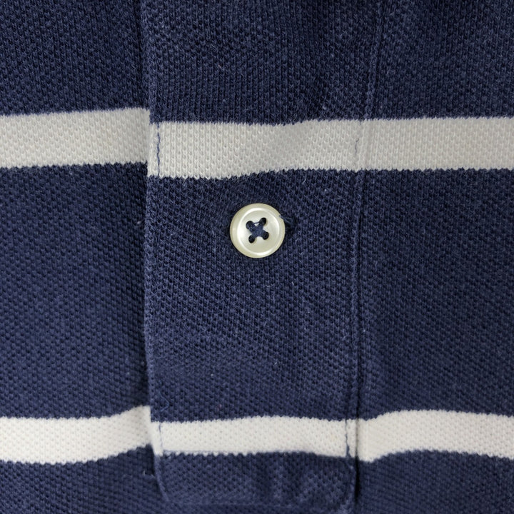 Ralph Lauren POLO RALPH LAUREN CUSTOM FIT short sleeve striped polo shirt men's size M cotton navy blue type Vintage Second Hand