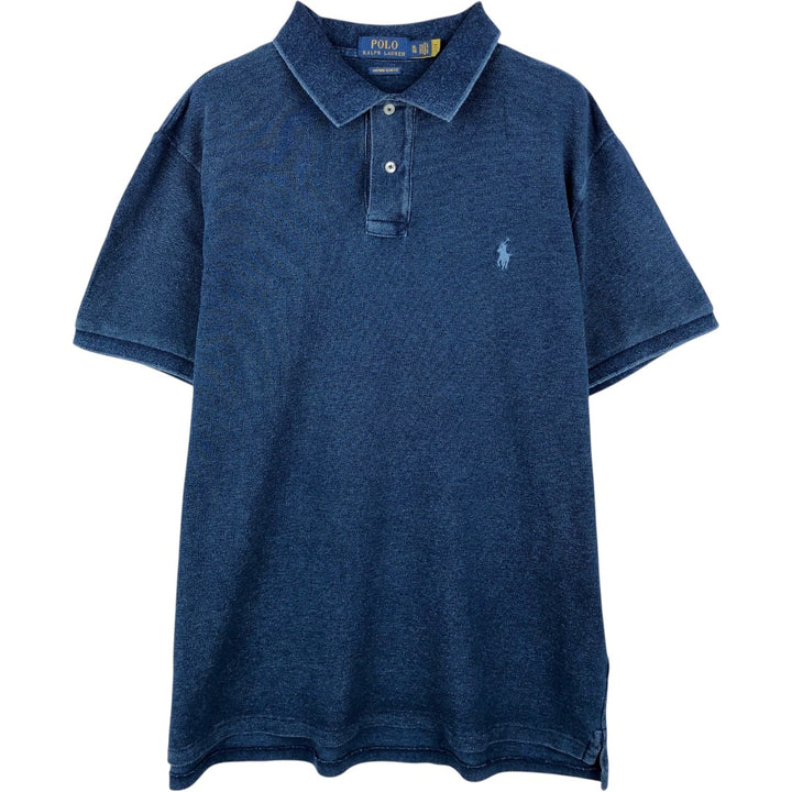Ralph Lauren POLO RALPH LAUREN CUSTOM SLIM FIT short sleeve polo shirt men's XL equivalent cotton navy blue type Vintage Second Hand