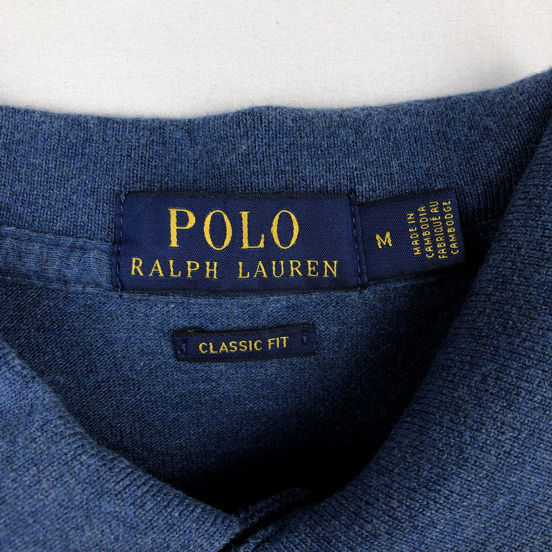 Ralph Lauren POLO RALPH LAUREN CLASSIC FIT short sleeve polo shirt, men's size M cotton blue type Vintage Second Hand