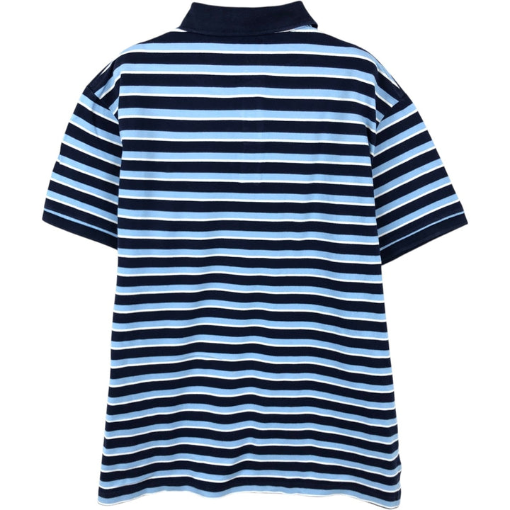 Ralph Lauren POLO RALPH LAUREN CUSTOM SLIM FIT Multi-stripe Short-Sleeve Polo Shirt (Men's Size L equivalent) cotton navy blue type Vintage Second Hand