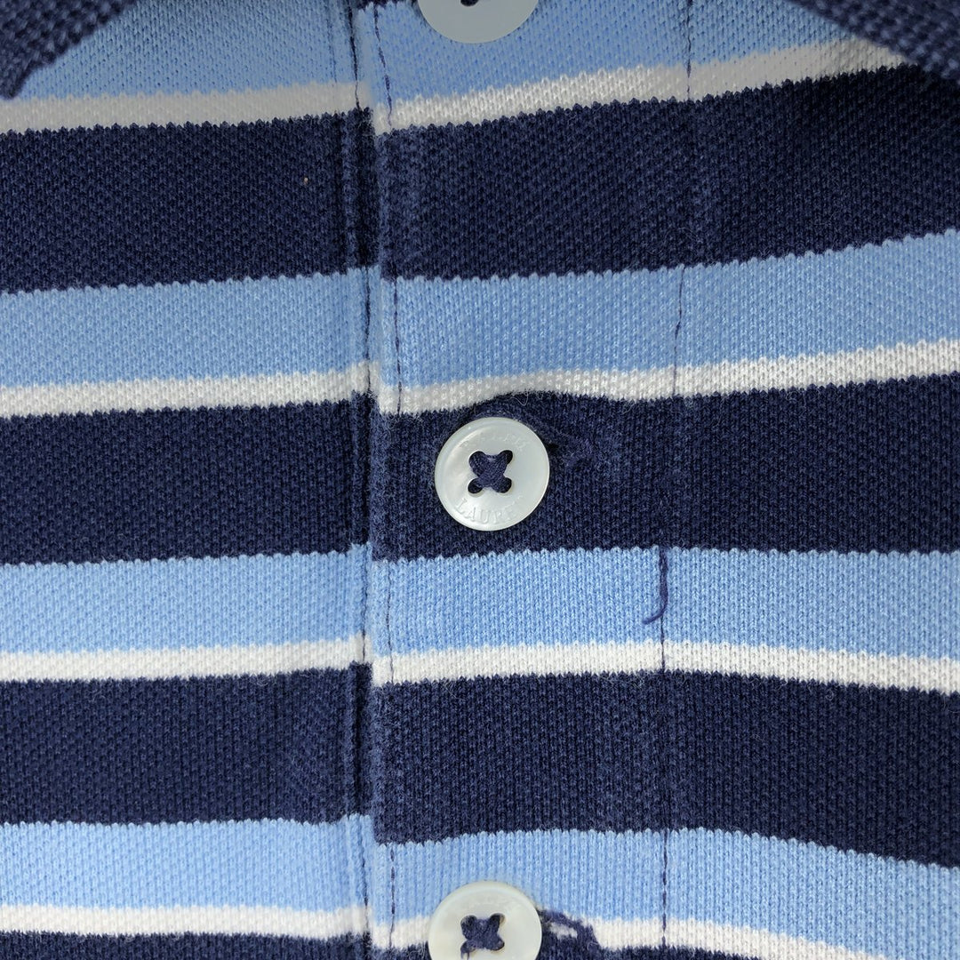 Ralph Lauren POLO RALPH LAUREN CUSTOM SLIM FIT Multi-stripe Short-Sleeve Polo Shirt (Men's Size L equivalent) cotton navy blue type Vintage Second Hand
