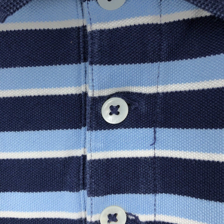 Ralph Lauren POLO RALPH LAUREN CUSTOM SLIM FIT Multi-stripe Short-Sleeve Polo Shirt (Men's Size L equivalent) cotton navy blue type Vintage Second Hand