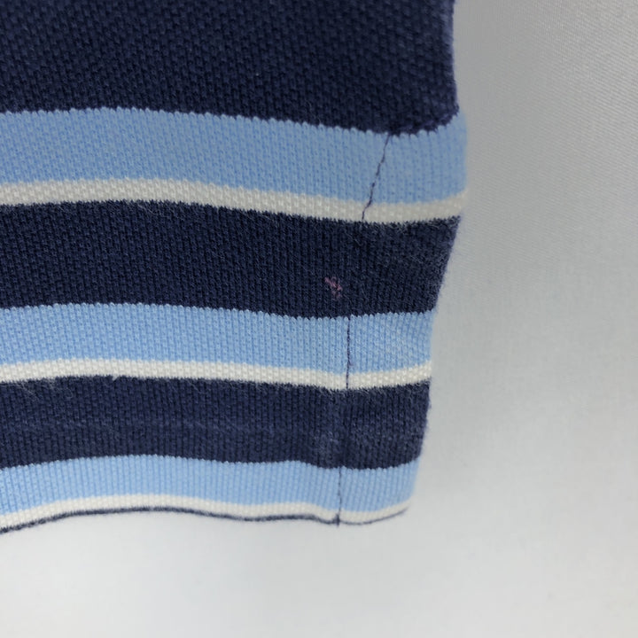 Ralph Lauren POLO RALPH LAUREN CUSTOM SLIM FIT Multi-stripe Short-Sleeve Polo Shirt (Men's Size L equivalent) cotton navy blue type Vintage Second Hand
