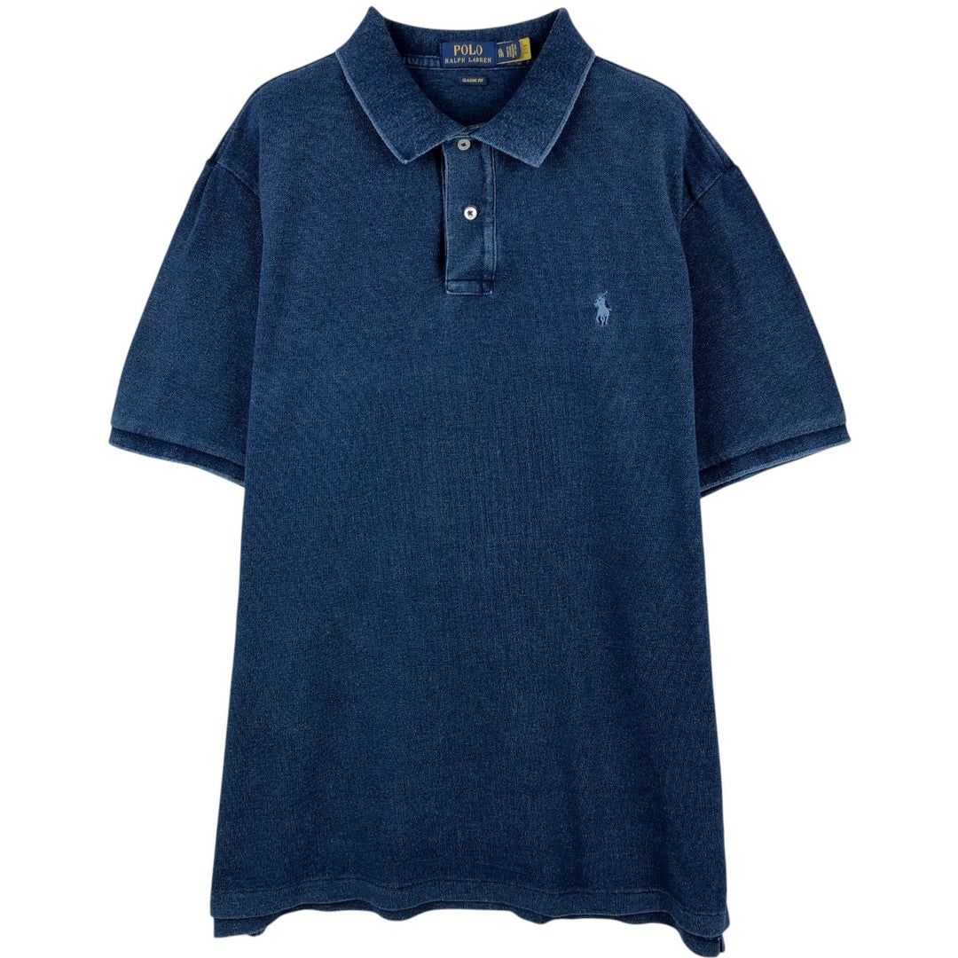 Ralph Lauren POLO RALPH LAUREN CLASSIC FIT short sleeve polo shirt men's XL equivalent cotton blue type Vintage Second Hand