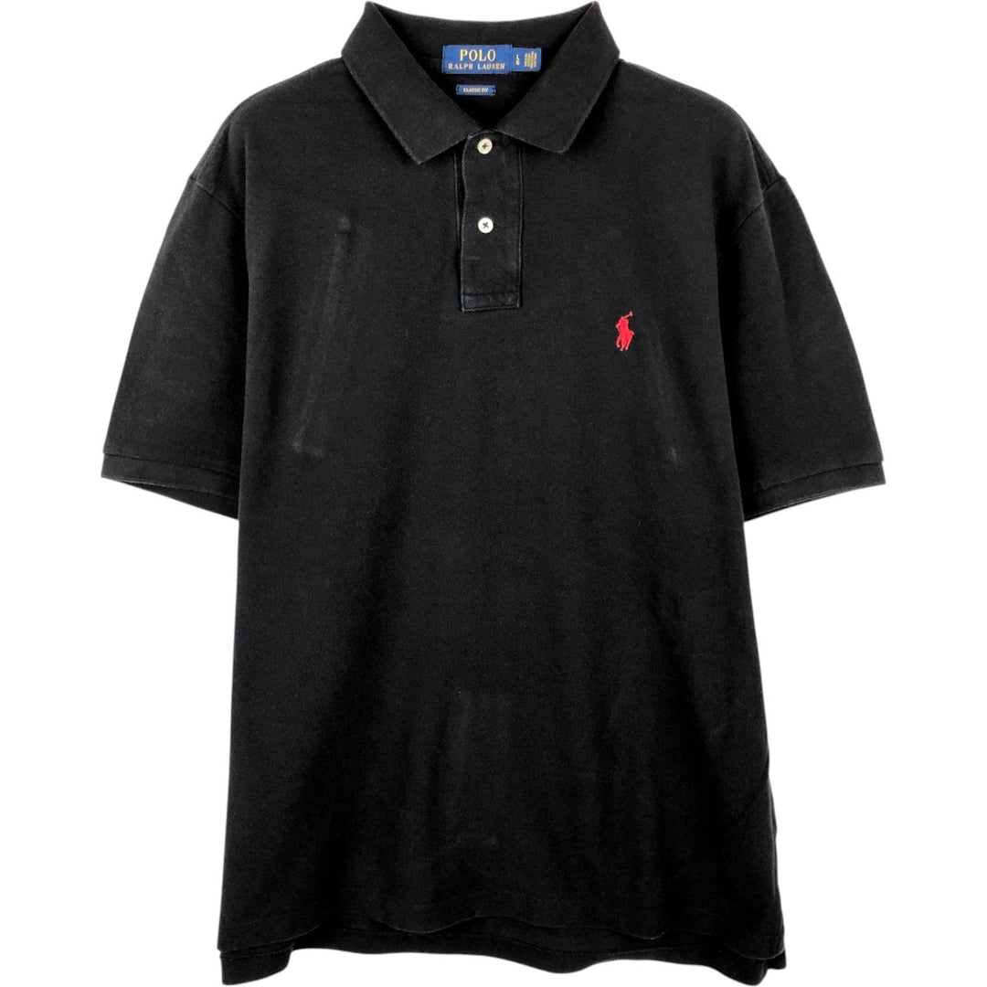 Ralph Lauren POLO RALPH LAUREN CLASSIC FIT short sleeve polo shirt for men size L cotton black type Vintage Second Hand