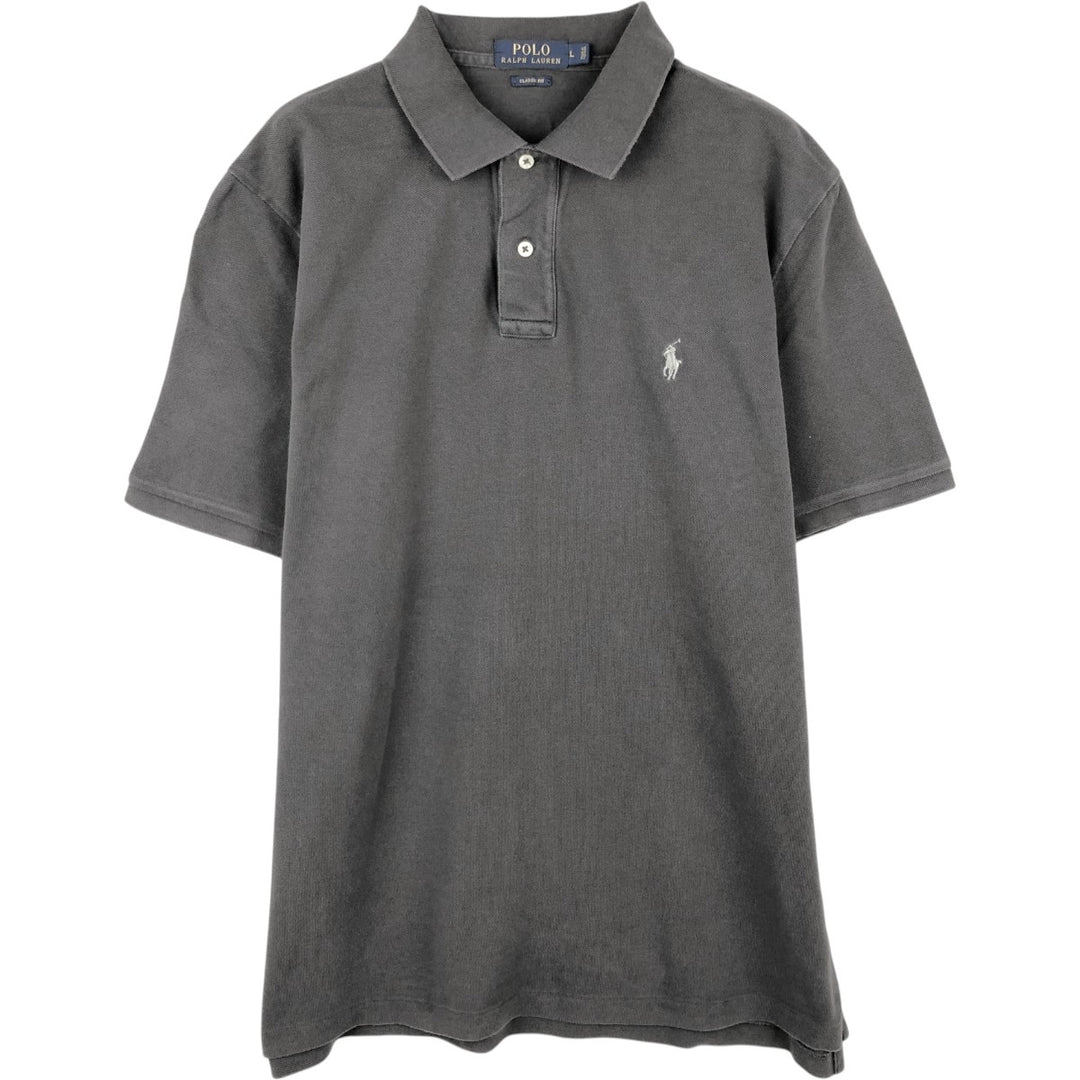 Ralph Lauren POLO RALPH LAUREN CLASSIC FIT short sleeve polo shirt for men size L cotton Charcoal Vintage Second Hand