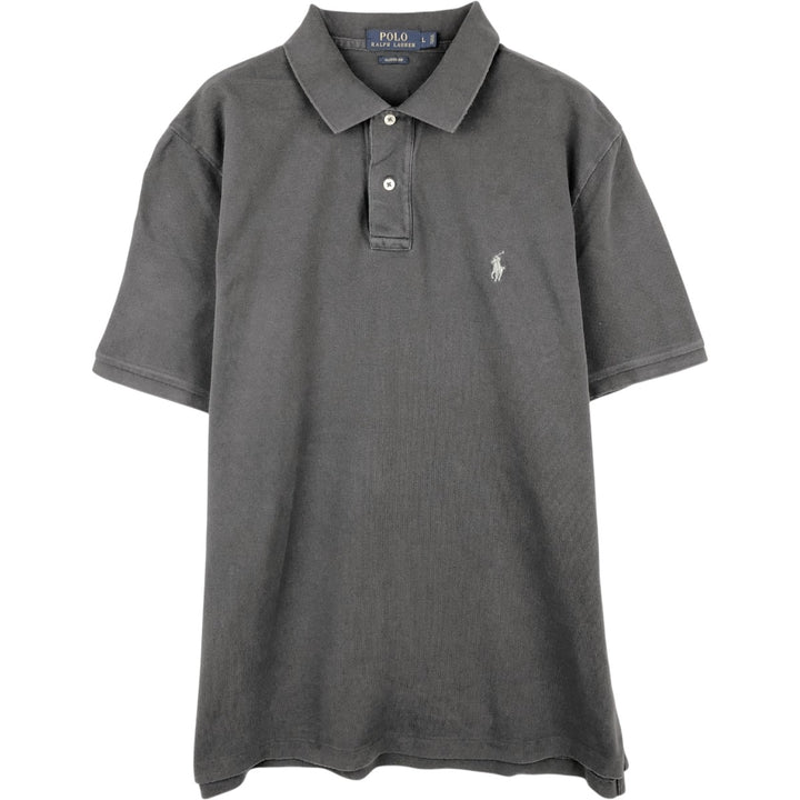 Ralph Lauren POLO RALPH LAUREN CLASSIC FIT short sleeve polo shirt for men size L cotton Charcoal Vintage Second Hand