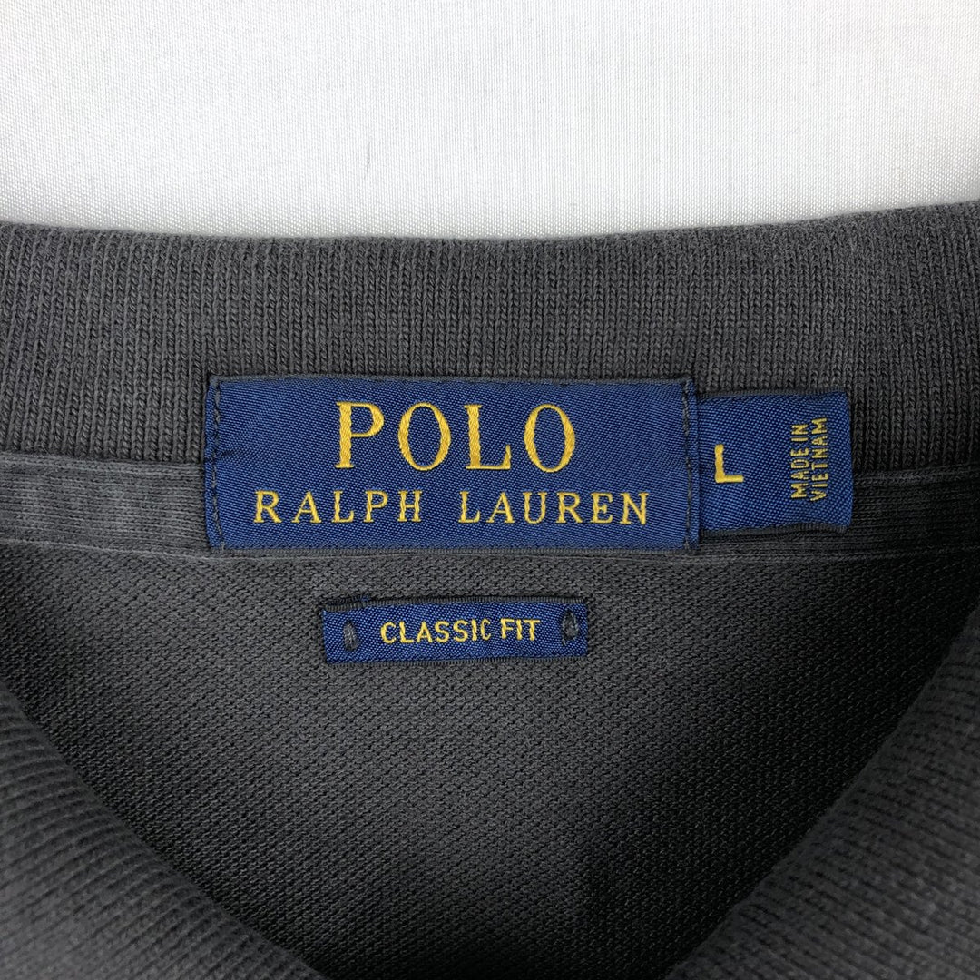 Ralph Lauren POLO RALPH LAUREN CLASSIC FIT short sleeve polo shirt for men size L cotton Charcoal Vintage Second Hand
