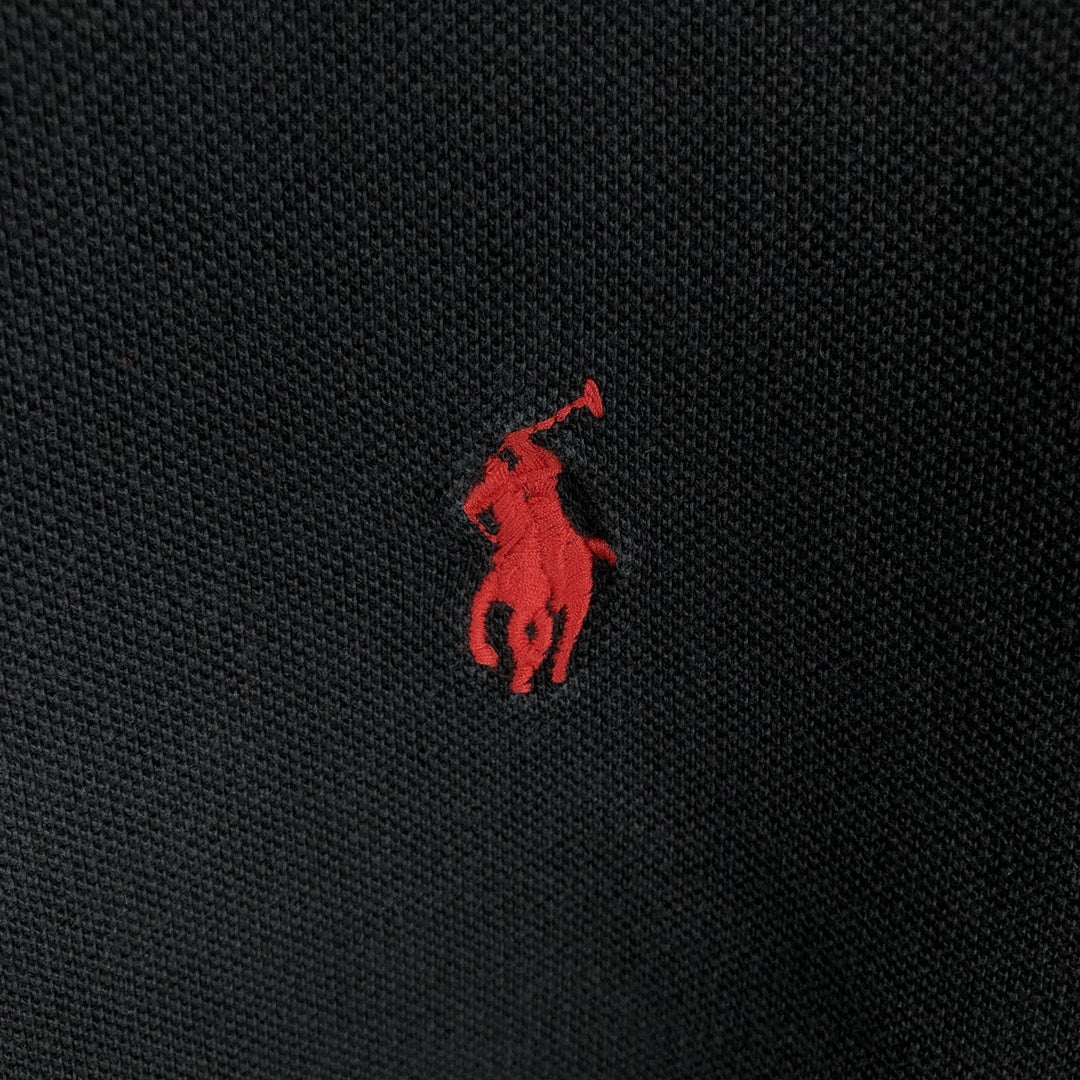 Ralph Lauren POLO RALPH LAUREN CUSTOM SLIM FIT short sleeve polo shirt, men's size L cotton black type Vintage Second Hand
