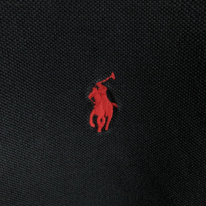 Ralph Lauren POLO RALPH LAUREN CUSTOM SLIM FIT short sleeve polo shirt, men's size L cotton black type Vintage Second Hand