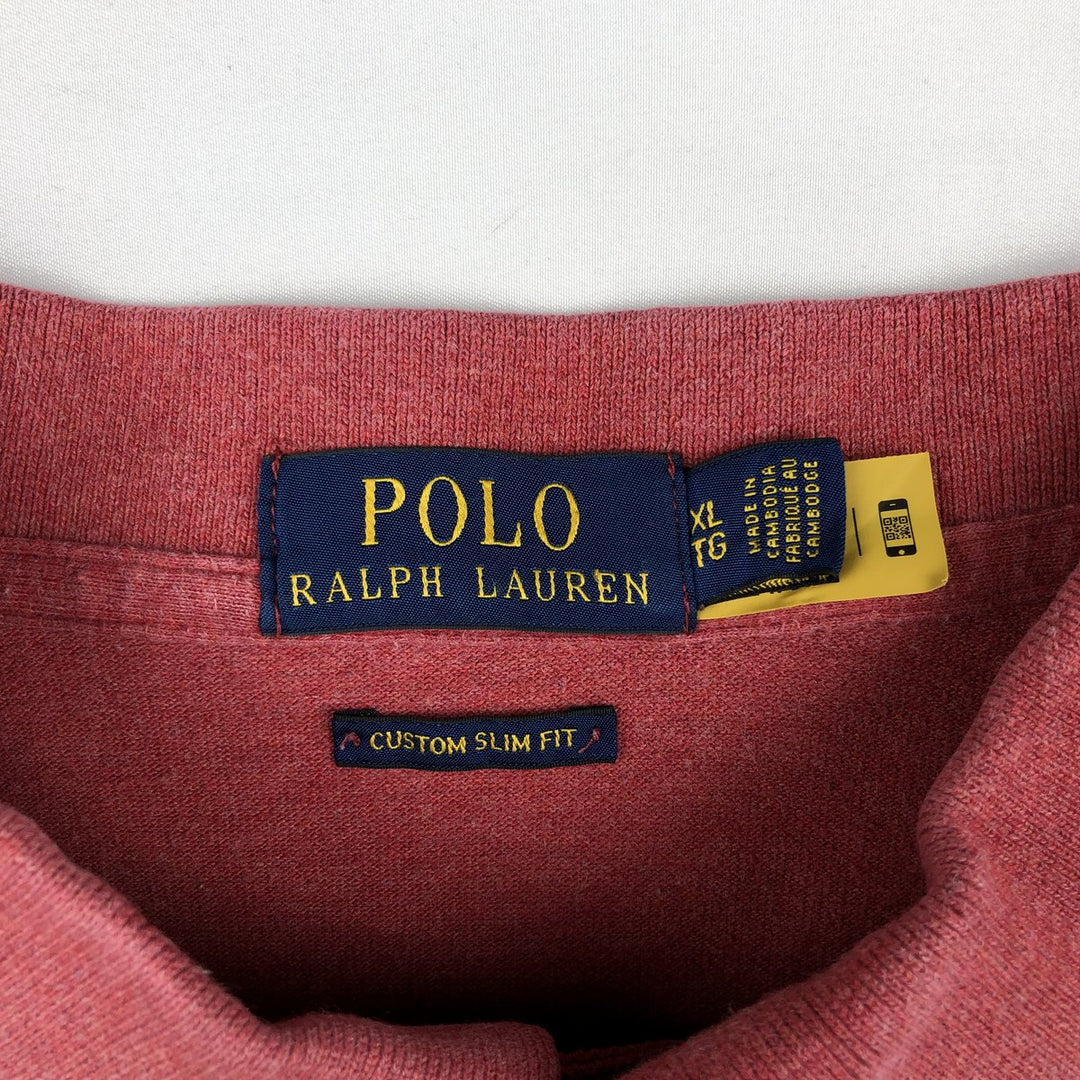 Ralph Lauren POLO RALPH LAUREN CUSTOM SLIM FIT short sleeve polo shirt men's XL equivalent cotton black type Vintage Second Hand