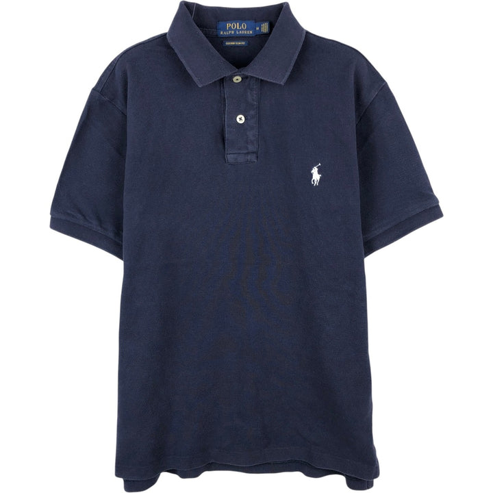 Ralph Lauren POLO RALPH LAUREN CUSTOM SLIM FIT short sleeve polo shirt men's size M cotton navy blue type Vintage Second Hand