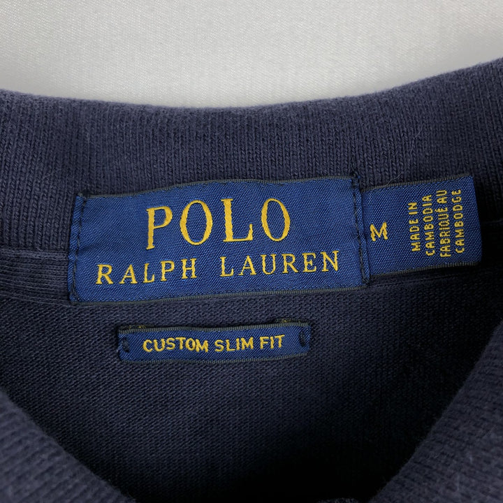 Ralph Lauren POLO RALPH LAUREN CUSTOM SLIM FIT short sleeve polo shirt men's size M cotton navy blue type Vintage Second Hand