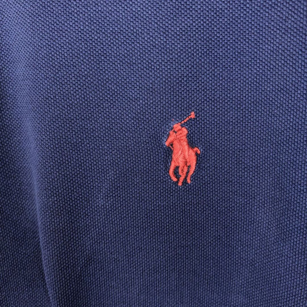 Ralph Lauren POLO RALPH LAUREN CUSTOM SLIM FIT short sleeve polo shirt, men's size L cotton navy blue type Vintage Second Hand