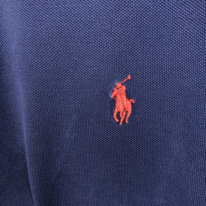 Ralph Lauren POLO RALPH LAUREN CUSTOM SLIM FIT short sleeve polo shirt, men's size L cotton navy blue type Vintage Second Hand